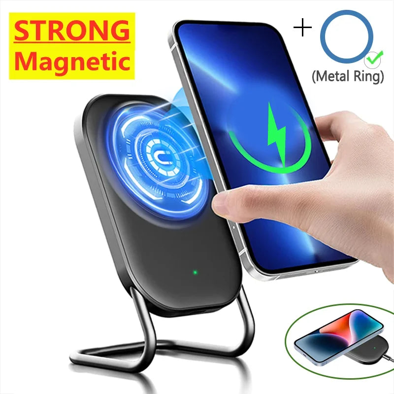 Magnetic Wireless Charger Stand Fast Charging Pad for iPhone 15 14 13 12 Pro with Dock Station