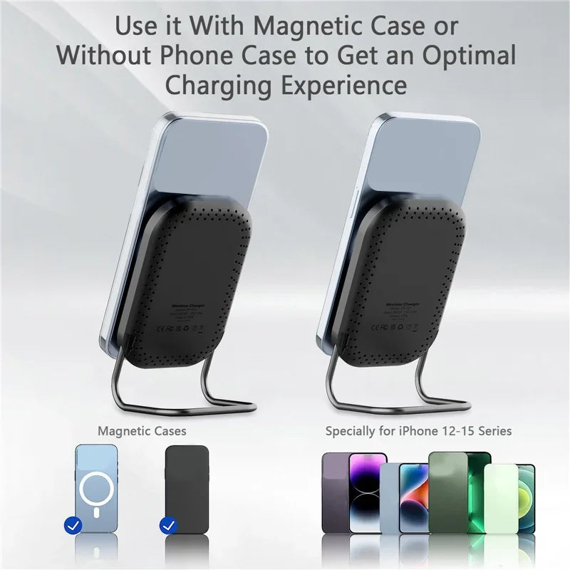 Magnetic Wireless Charger Stand Fast Charging Pad for iPhone 15 14 13 12 Pro with Dock Station