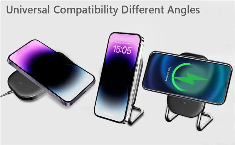 Magnetic Wireless Charger Stand Fast Charging Pad for iPhone 15 14 13 12 Pro with Dock Station